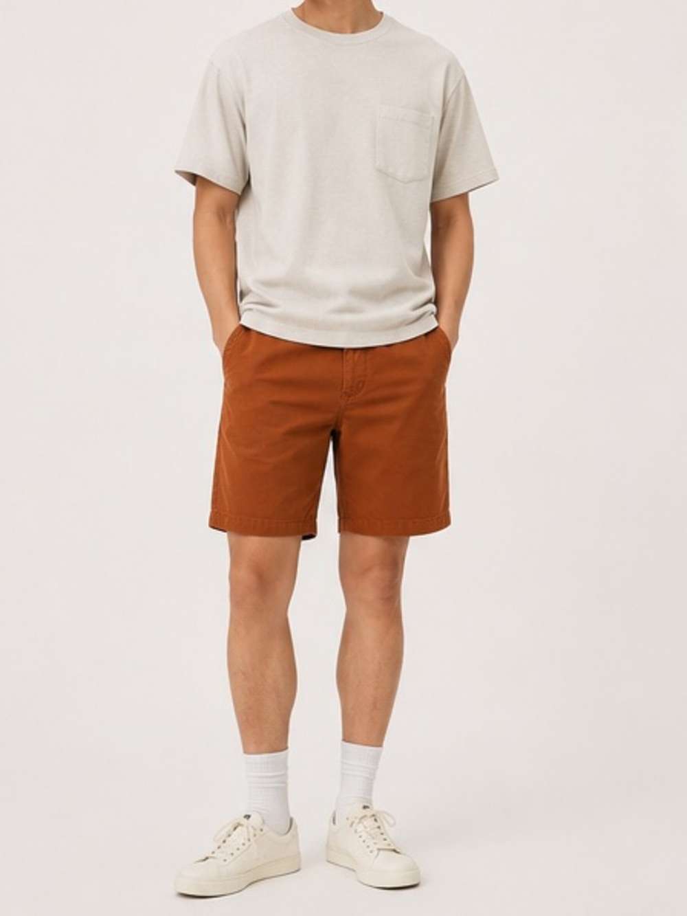 Uniqlo Men's Burnt Orange Flat Front Cotton Shorts